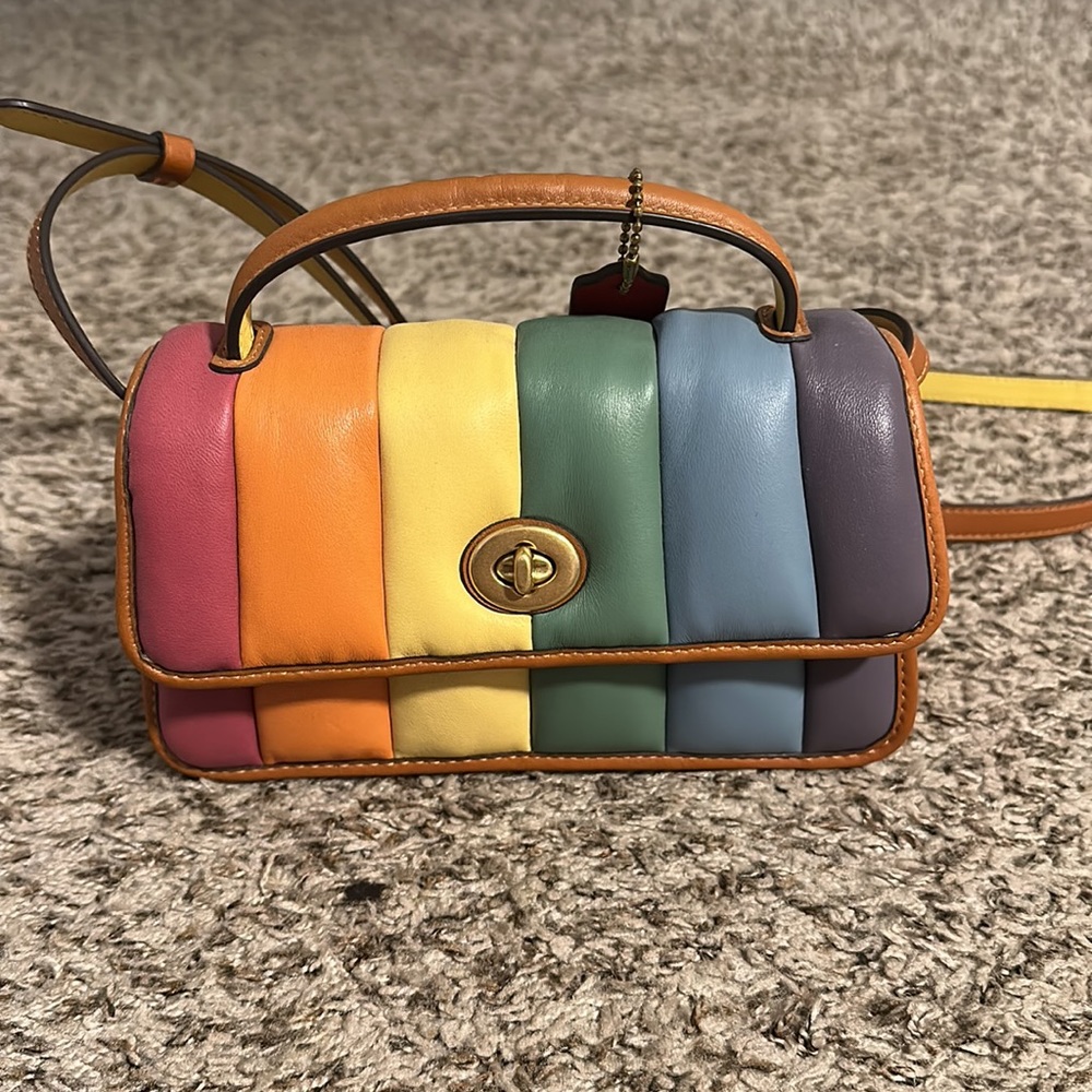 SOLD - COACH Turnlock 20 Rainbow - Picture 1 of 5